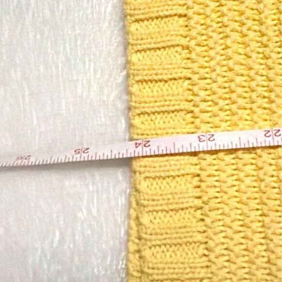 Liz & Co Butter Yellow Knit Sweater P/L Cotton Blend Ribbed Hem Long Sleeve - Picture 5 of 5